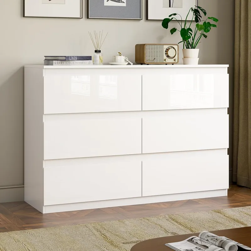 OtterOasis High Gloss 6-Drawer Dresser